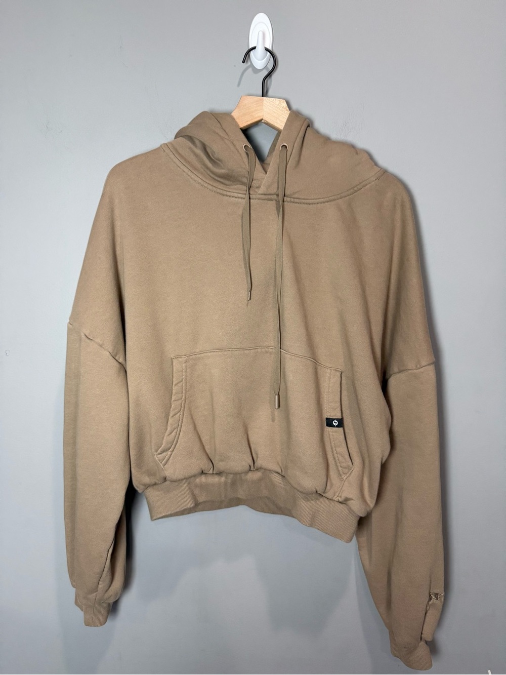 Popflex Cropped Hoodie‎ Taupe Oversized Pullover Athleisure S/M